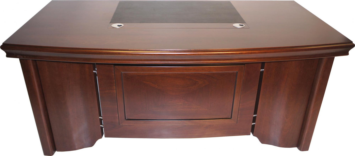Walnut Executive Curvy Office Desk with Pedestal and Return - 1800mm or 2000mm - 70202U