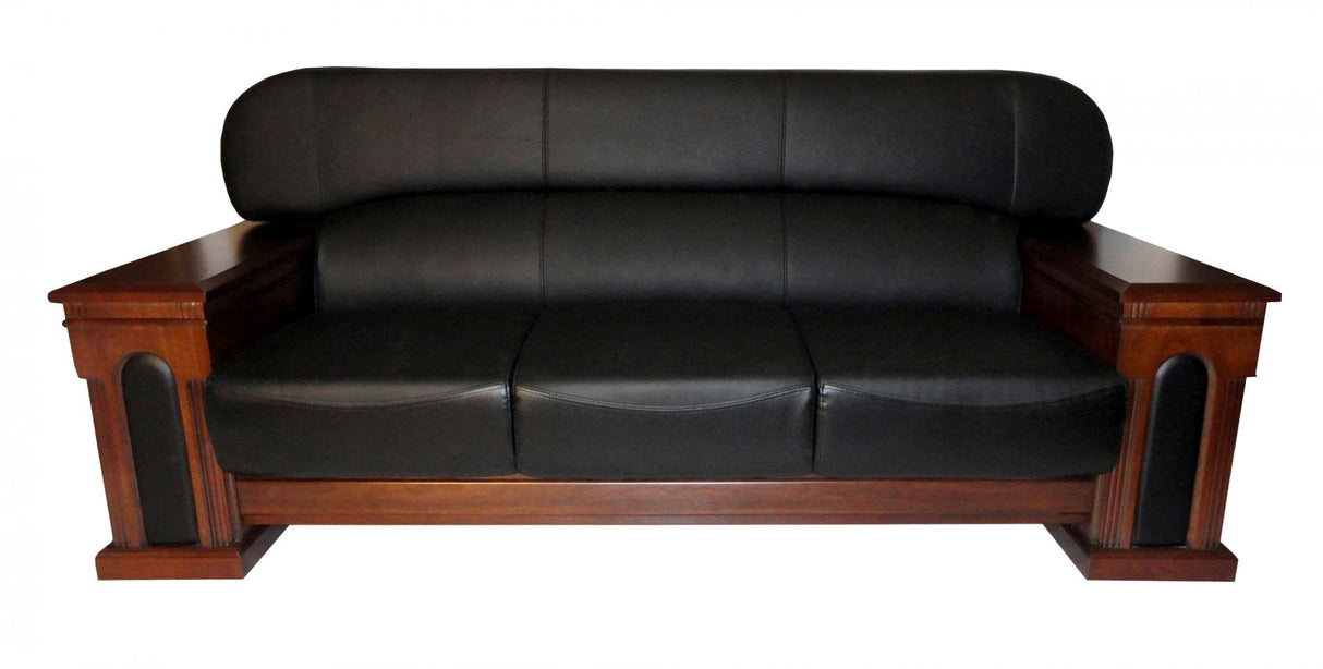 Genuine Black Leather Executive Sofa For Offices Or Receptions - GRA-SOF-S98A