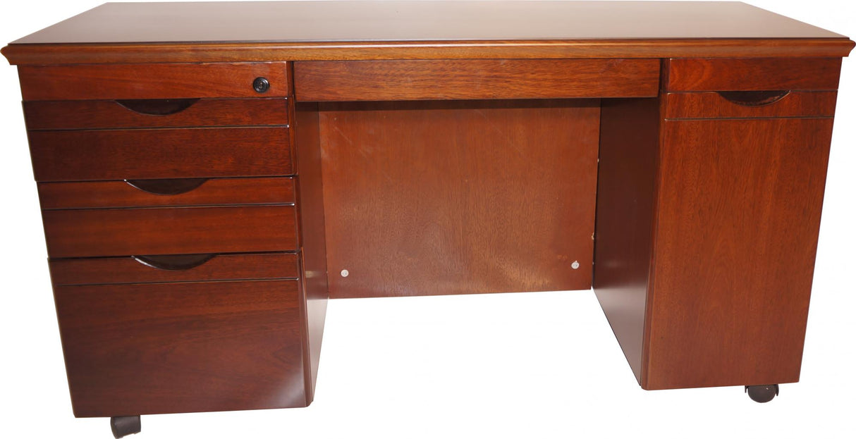 Stunning Black Ash Real Wood Veneer Executive Curved Office Desk With Pedestal & Return - 1600mm - L3F-U37162