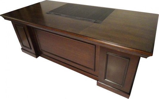 Real Walnut Veneer Executive Office Desk With Pedestal & Return - 2000mm - UG203