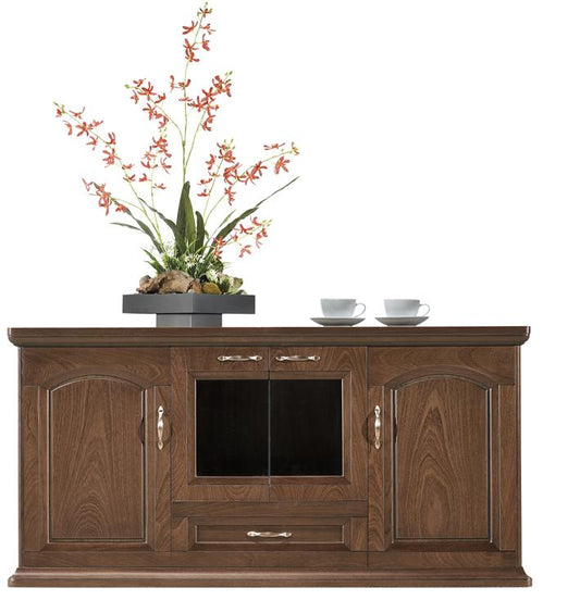 Real Wood Veneer Executive Storage Cupboard Wood & Glass Doors - 1600mm - K1L160
