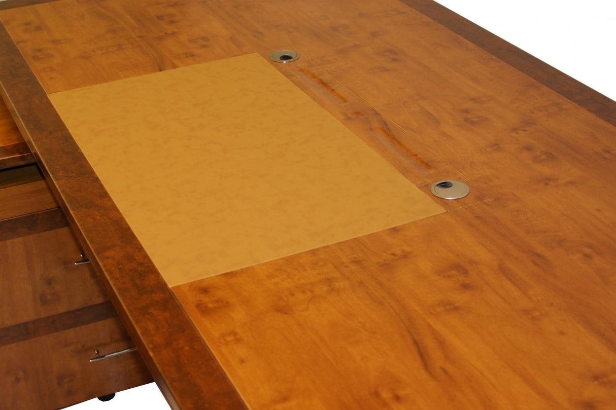 Executive Desk In Two Tone Yew Finish with Pedestal and Return - 1800mm or 2000mm - 1860