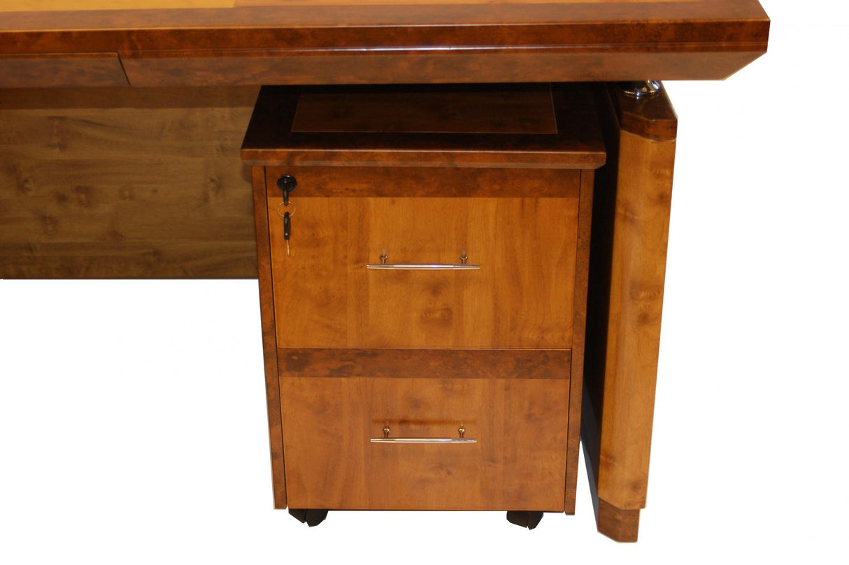 Executive Desk In Two Tone Yew Finish with Pedestal and Return - 1800mm or 2000mm - 1860