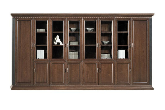 Extra Wide Real Wood Veneer High Quality Executive Bookcase with Glass - 4200mm - KM8B8