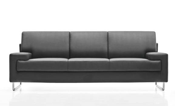 Genuine Black Leather Executive Sofa For Offices Or Receptions - GRA-SOF-SD9A-3
