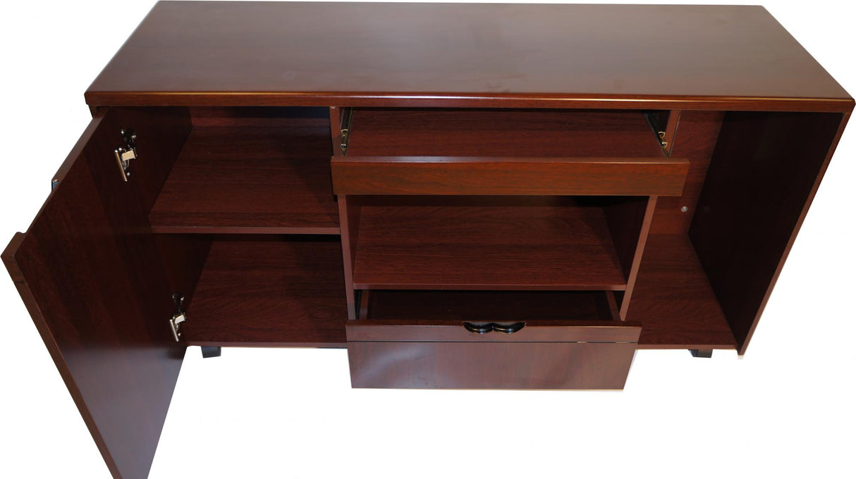 Mahogany Executive Desk With Leather Detailing - With Pedestal and Return - 1833