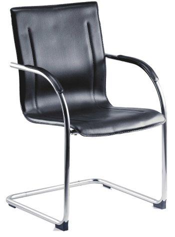 Contemporary Black Leather Reception Chair - GUEST