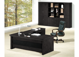 Stunning Black Ash Real Wood Veneer Executive Office Desk With Pedestal & Return - U57203-2000mm