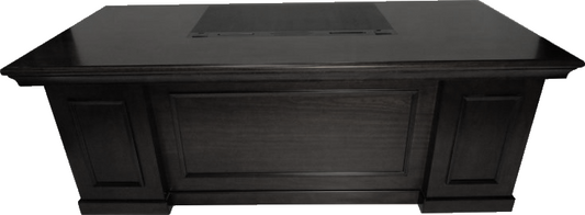 Stunning Black Ash Real Wood Veneer Executive Office Desk With Pedestal & Return - 1600mm - L3F-UG163