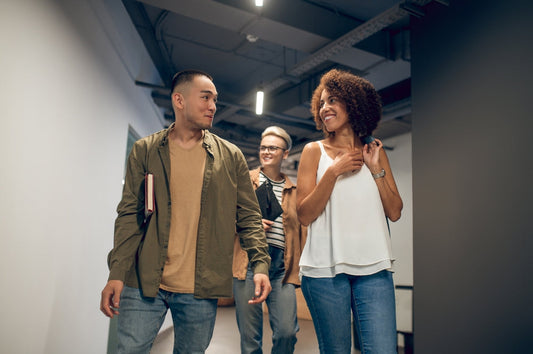 happy employees in workplace 