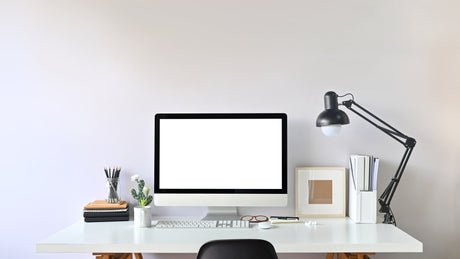 white office desk