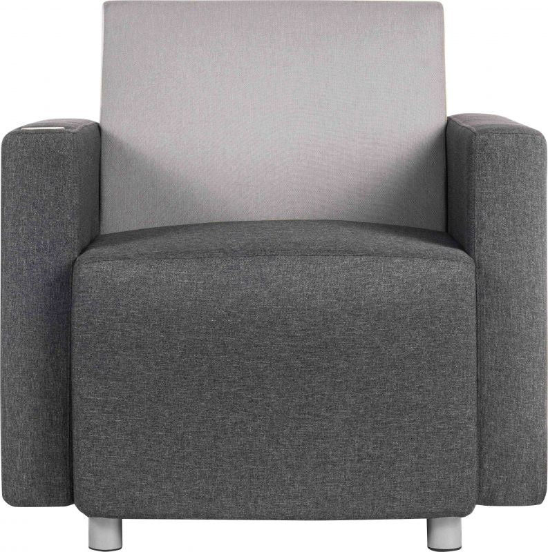 Dark Grey Fabric Modular Reception Sofa - Optional Arms & USB Ports - CUBE