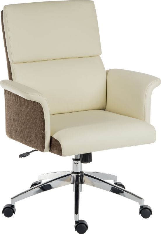 Cream leather deals office swivel chair