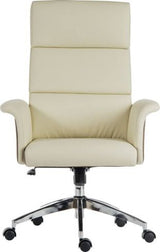 Mid Century Style High Back Leather Office Chair - Black or Cream Option - ELEGANCE