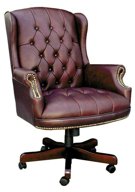 Traditional Chesterfield Leather Executive Chair - Burgundy or Green Option - CHAIRMAN