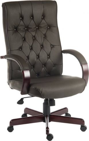 Traditional Bonded Leather Executive Chair - Brown, Burgundy or Green Option - WARWICK Huddersfield
