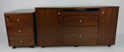 Light Walnut Real Wood Veneer Executive Desk With Roll Top - 1600mm, 1800mm or 2000mm - 1861