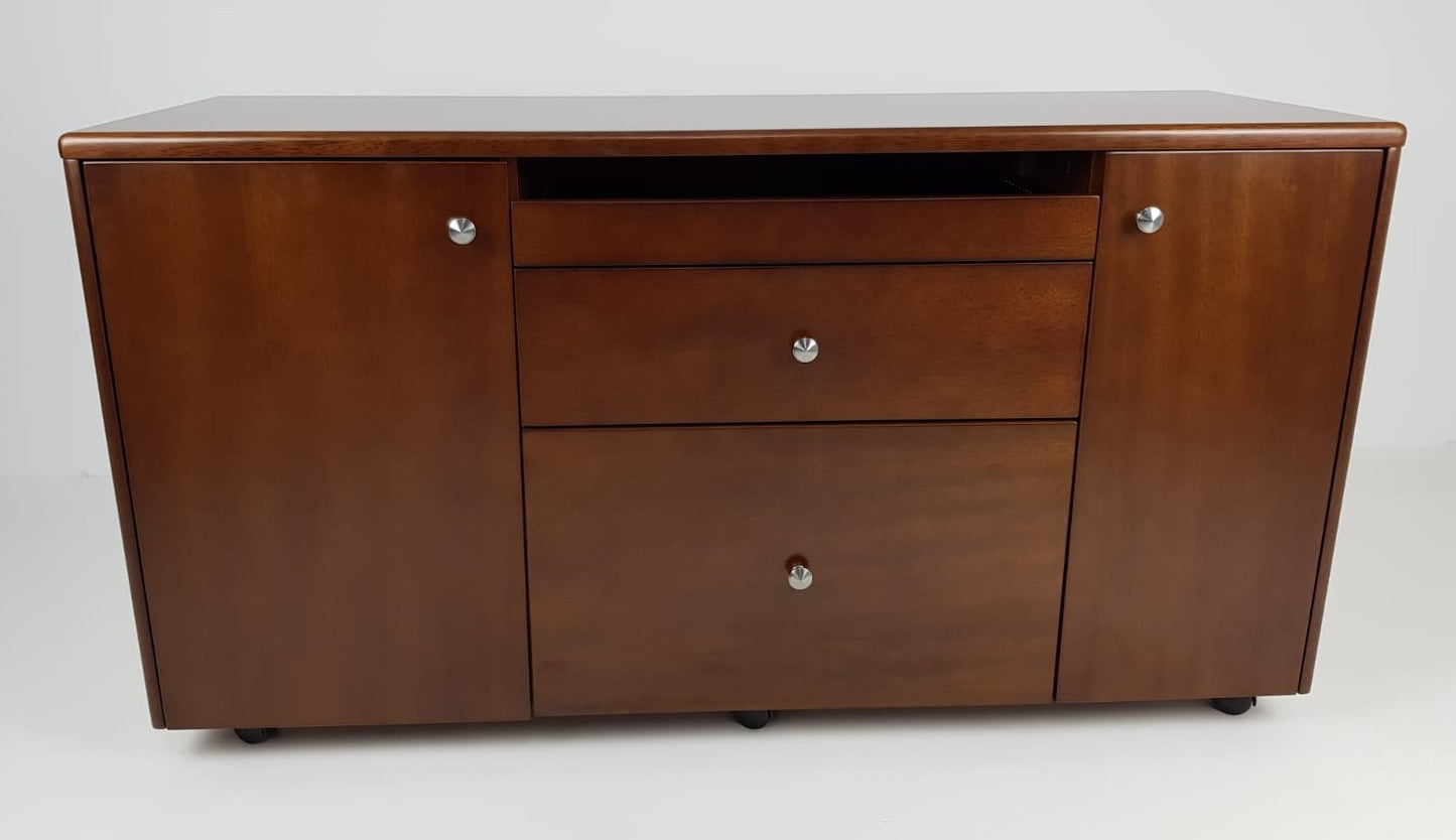 Light Walnut Real Wood Veneer Executive Desk With Roll Top - 1600mm, 1800mm or 2000mm - 1861