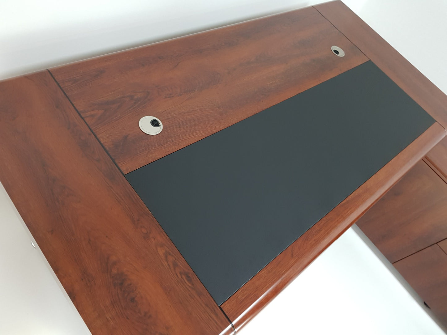 Medium Oak Executive Office Desk with Pedestal and Return - 2000mm - 1861