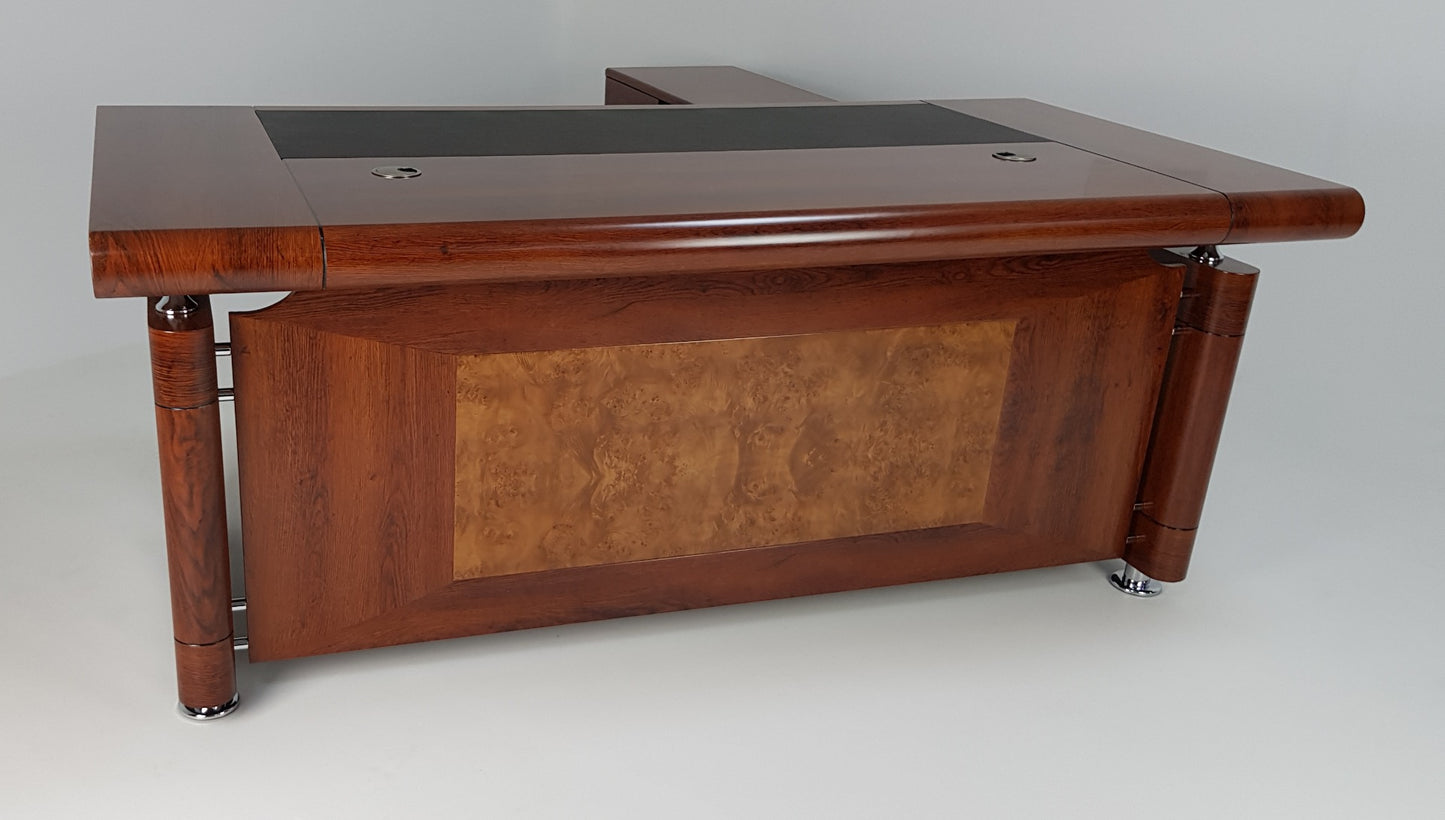 Medium Oak Executive Office Desk with Pedestal and Return - 2000mm - 1861
