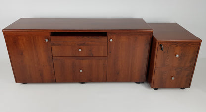 Medium Oak Executive Office Desk with Pedestal and Return - 2000mm - 1861