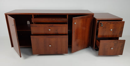 Medium Oak Executive Office Desk with Pedestal and Return - 2000mm - 1861