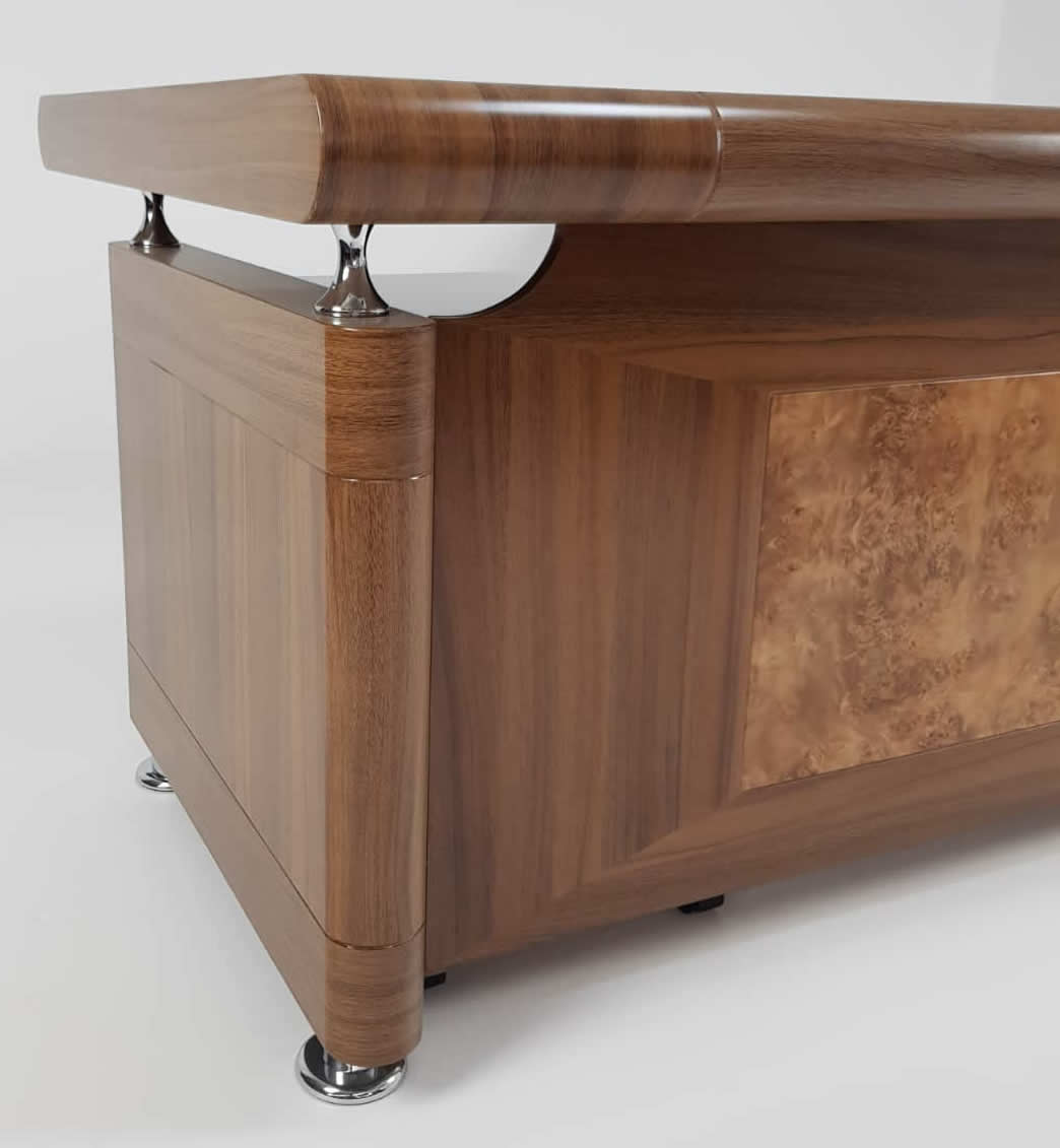 OFFER - Light Oak Executive Office Desk with Pedestal and Return - 1800mm - 1861