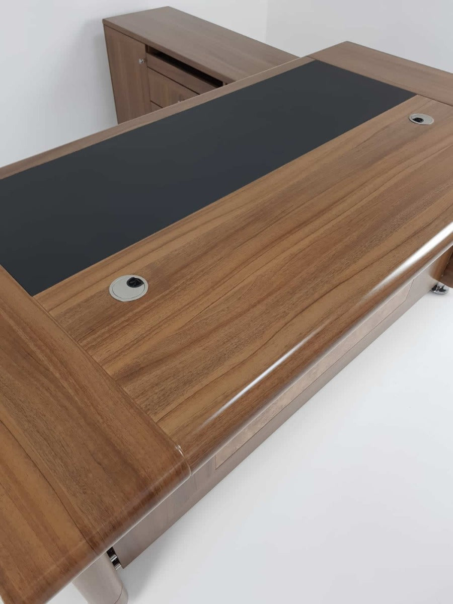 OFFER - Light Oak Executive Office Desk with Pedestal and Return - 1800mm - 1861