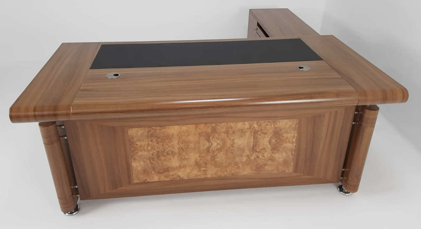 OFFER - Light Oak Executive Office Desk with Pedestal and Return - 1800mm - 1861