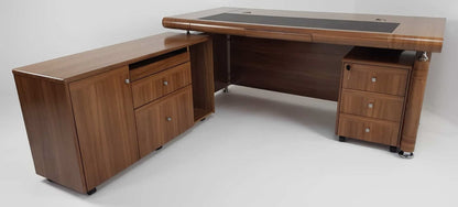 OFFER - Light Oak Executive Office Desk with Pedestal and Return - 1800mm - 1861
