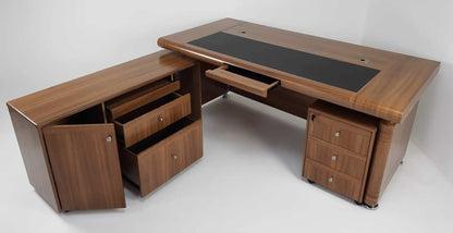 OFFER - Light Oak Executive Office Desk with Pedestal and Return - 1800mm - 1861
