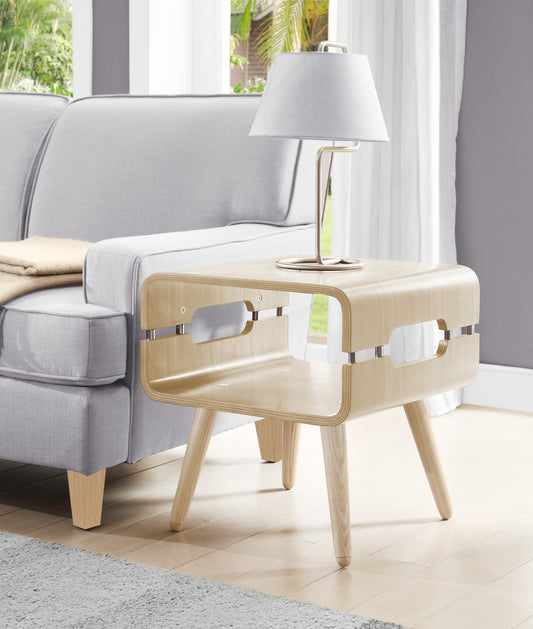 Oak Veneer with Ash Wooden Leg Lamp / Side Table - 490mm - JF704