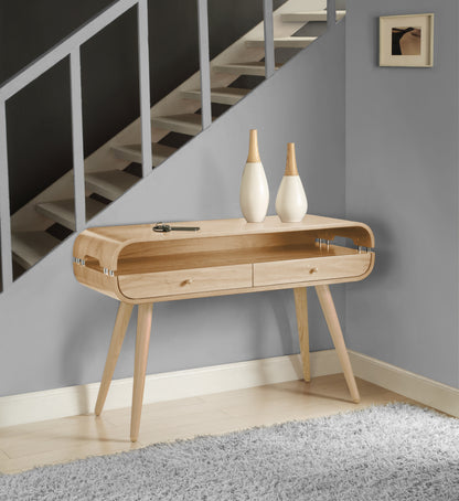Modern Oak Veneer Console Table with Built in Storage - 1180mm - JF705