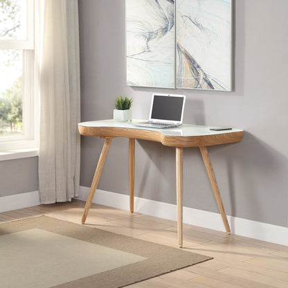 Contemporary Quality Home Glass Office Desk in Oak - 1200mm - PC714