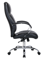 Modern Black Leather High Back Executive Office Chair with Chrome Arms - 2010E