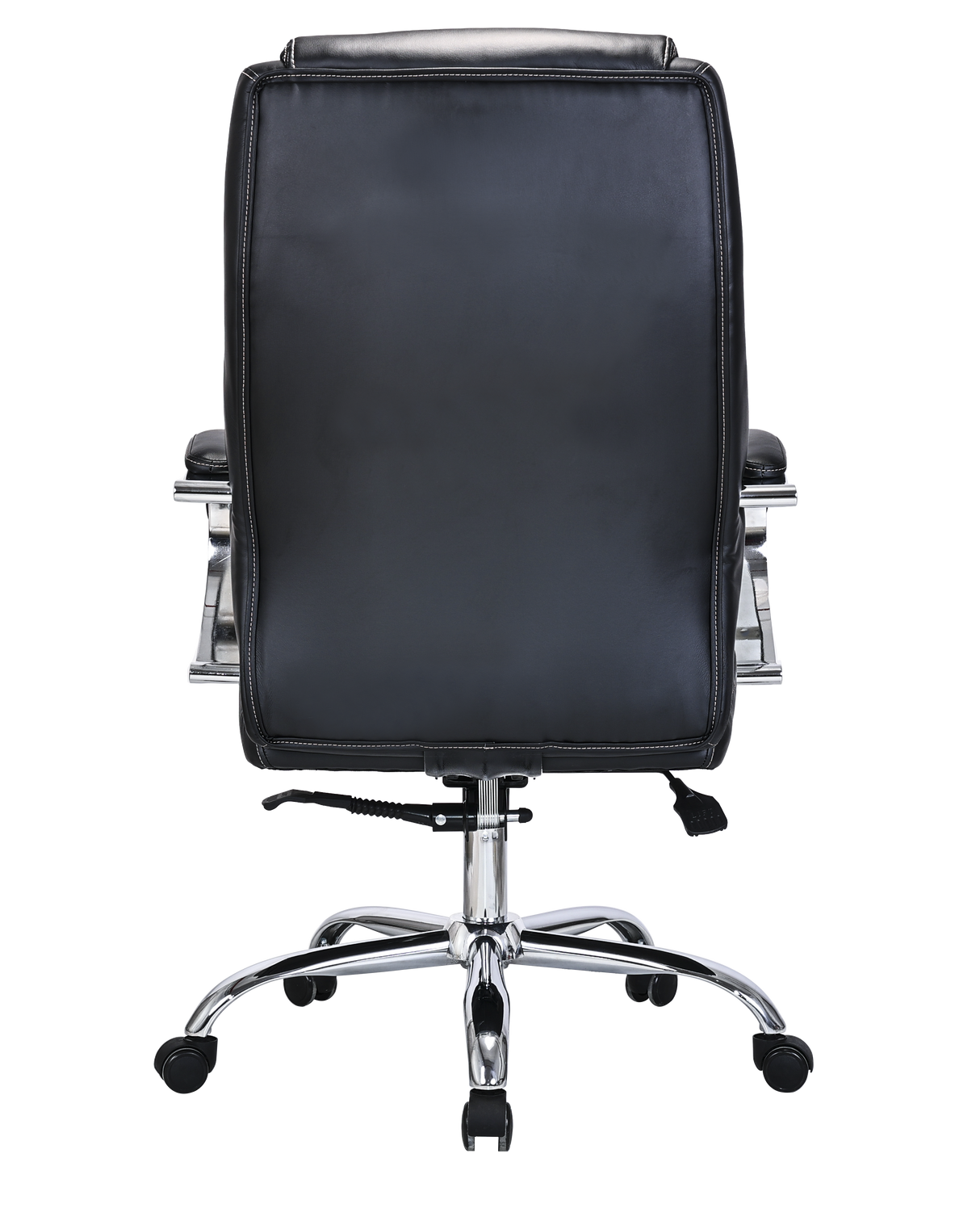 Modern Black Leather High Back Executive Office Chair with Chrome Arms - 2010E