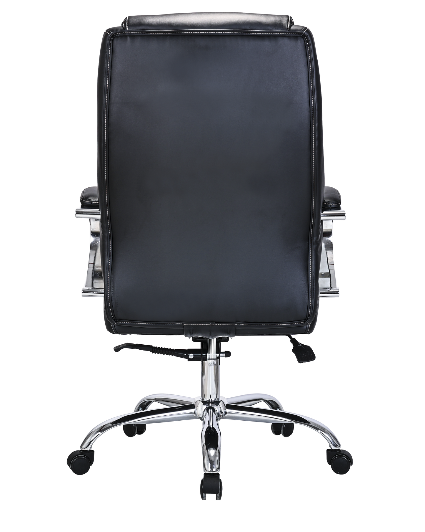 Modern Black Leather High Back Executive Office Chair with Chrome Arms - 2010E