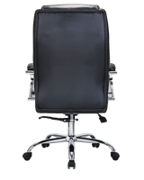 Modern Black Leather High Back Executive Office Chair with Chrome Arms - 2010E