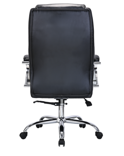 Modern Black Leather High Back Executive Office Chair with Chrome Arms - 2010E