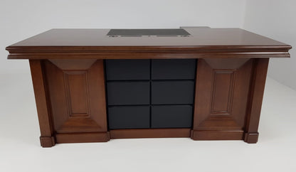 Quality Light Walnut Real Wood Veneer Executive Desk with Black Leather - 1800mm or 2000mm - 2018