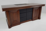 Quality Light Walnut Real Wood Veneer Executive Desk with Black Leather - HSN-2018
