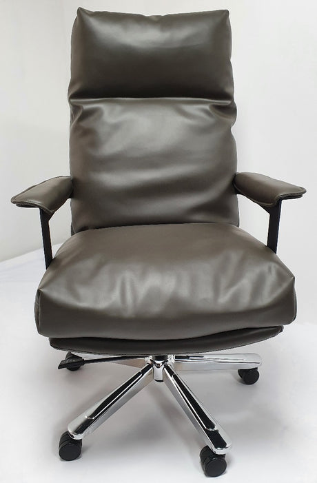 Grey Leather Soft Padded Executive Office Chair - HB-SP-210