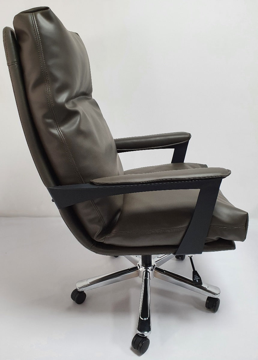 Grey Leather Soft Padded Executive Office Chair - HB-SP-210