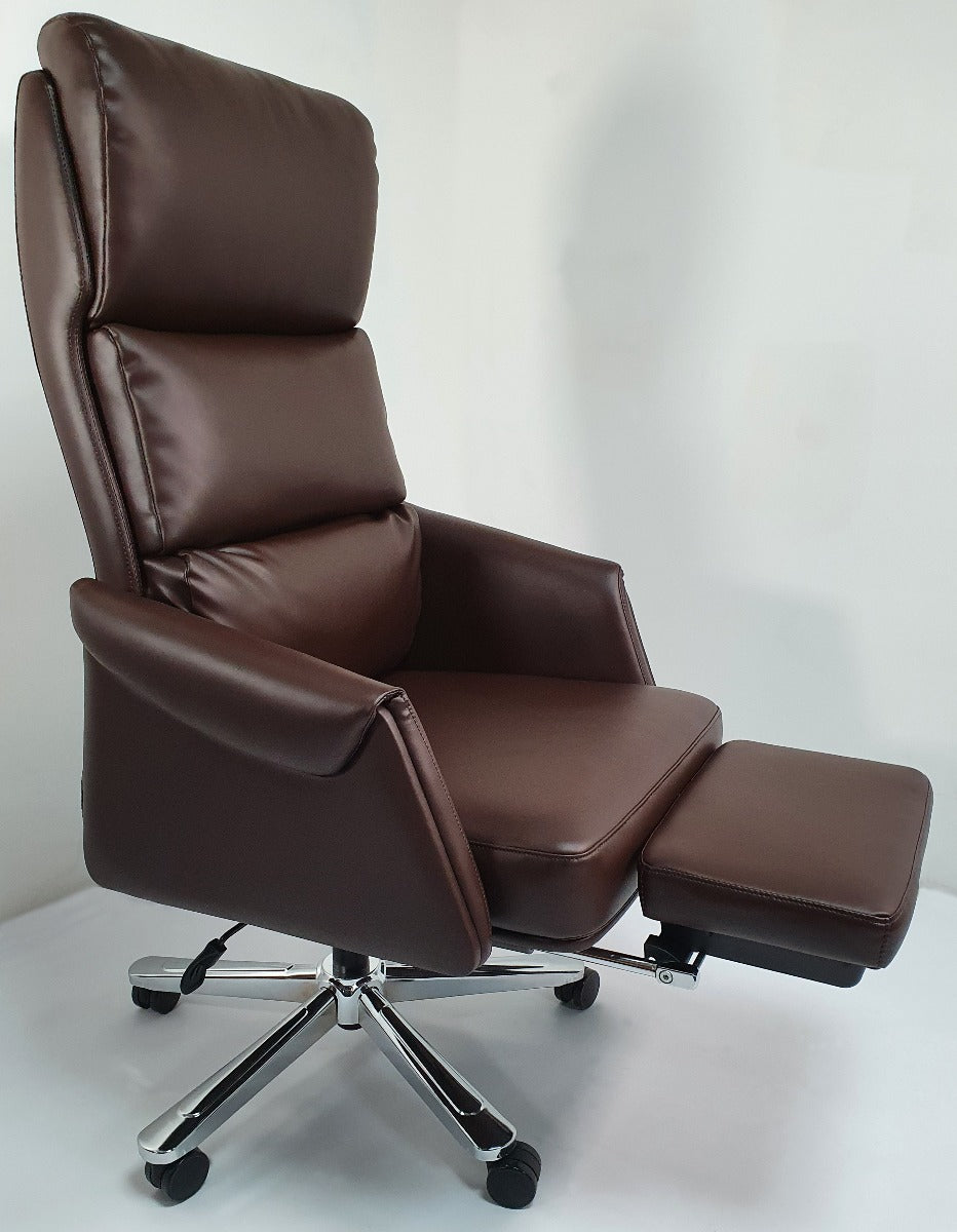 Leather office chair with shop ottoman