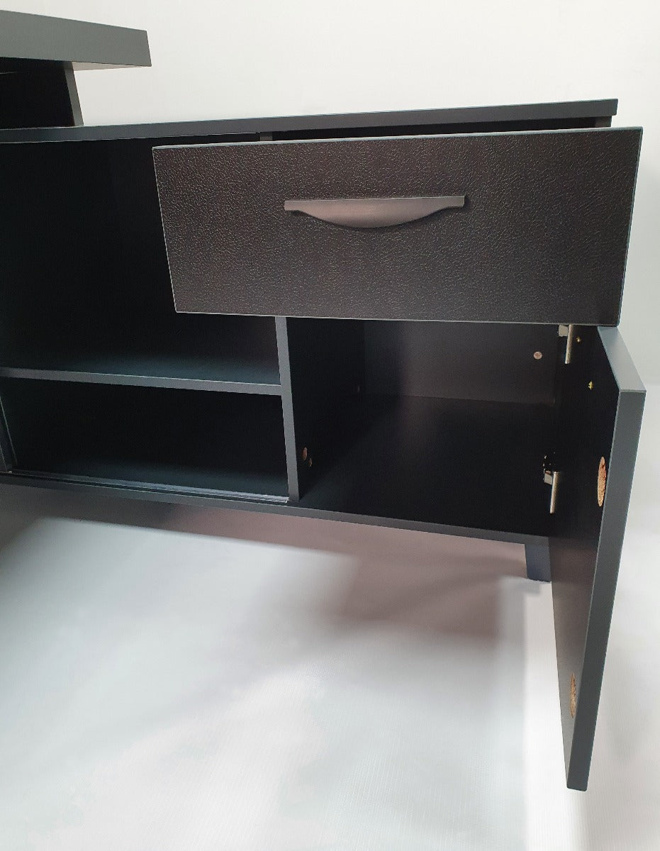 Quality Executive Desk Black with Grey Powder Coated Steel Leg ZG1816