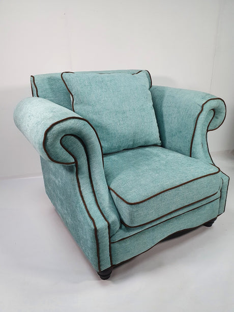 Sea Green Fabric Three Piece Sofa Suite - S098