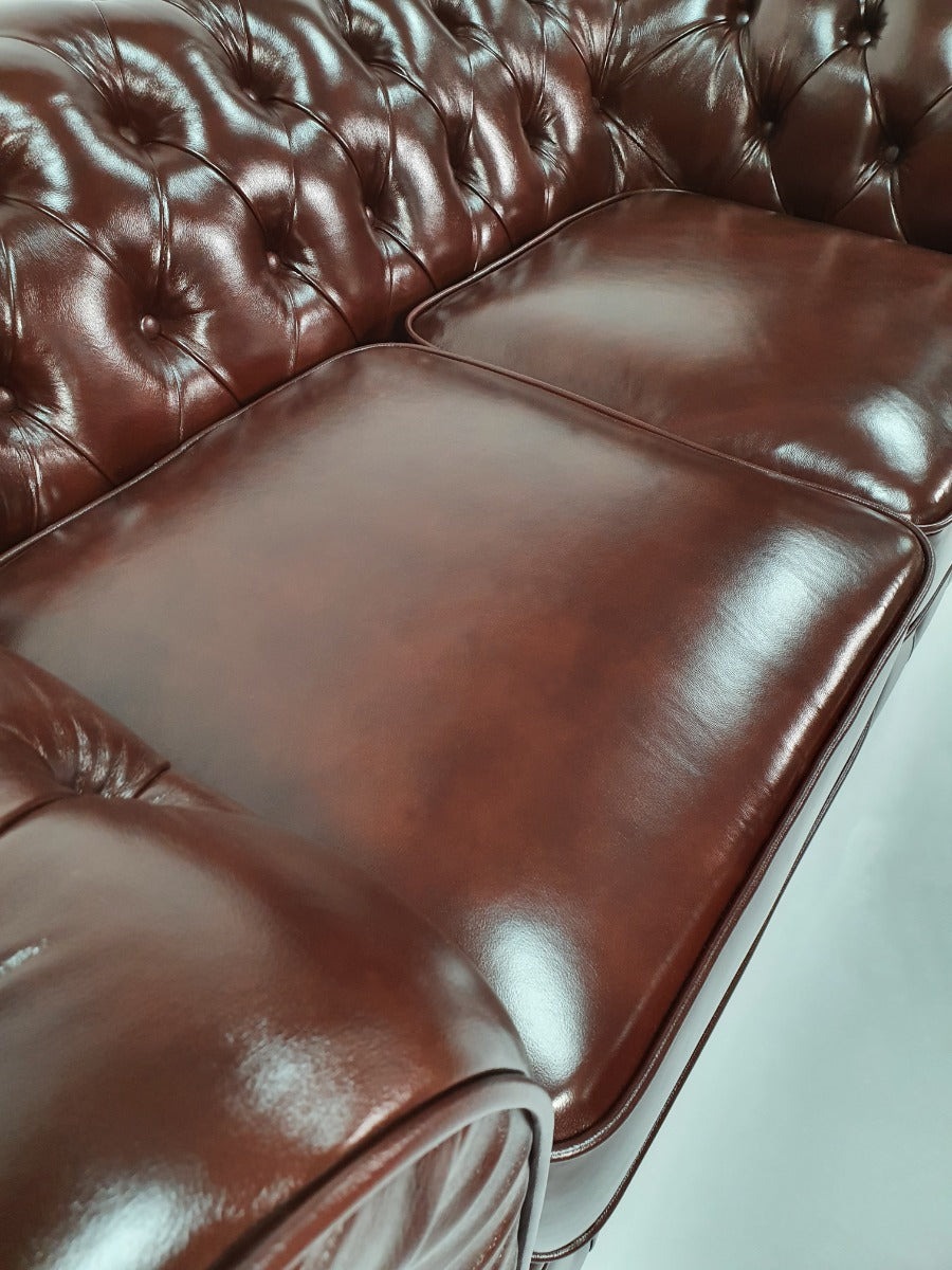 Brown genuine online leather sofa