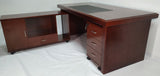 Walnut Real Wood Veneer Executive Desk with Pedestal and Return - BSE181