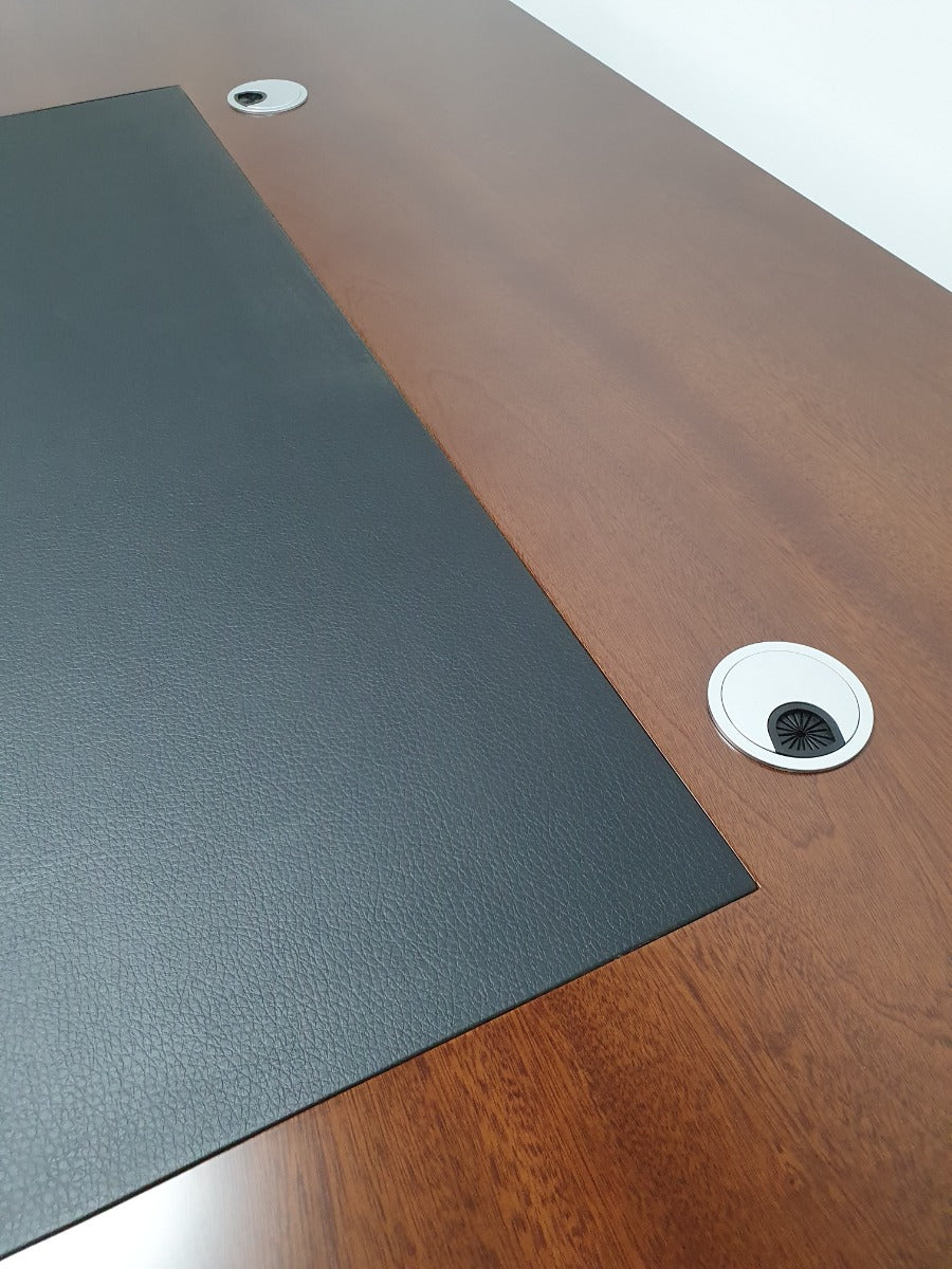 Walnut Real Wood Veneer Executive Desk with Pedestal and Return - 1800mm - BSE181