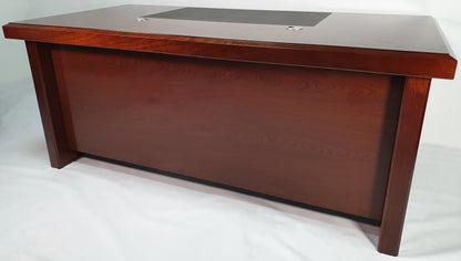 Walnut Real Wood Veneer Executive Desk with Pedestal and Return - 1800mm - BSE181